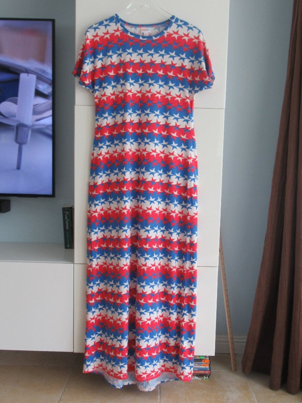 LuLaRoe Women Dress Size S/M Red White Blue Short SLV Holiday 4th Of July Summer